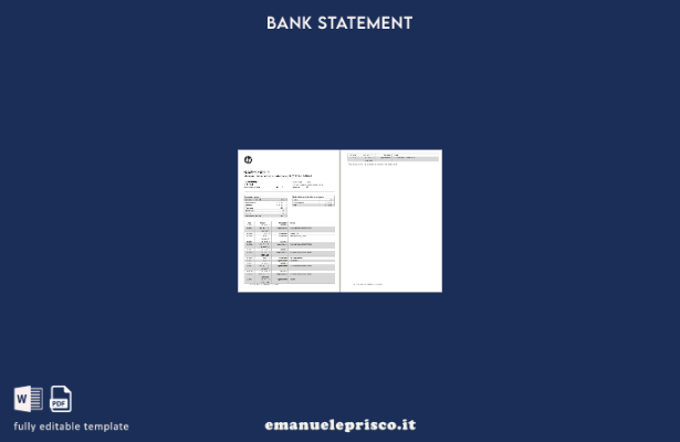 modello di pagine di parole dell'estratto conto bancario Kaspi in stile verifica